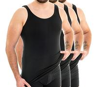 HERMKO 3007 3-Pack Extra-Long (Approx. 10 cm+) Men's Tank top Vest in 100% bio-Cotton, Size:5X-Large, Colour:Black