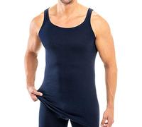 HERMKO 3007 3-Pack Extra-Long (Approx. 10 cm+) Men's Tank top Vest in 100% bio-Cotton, Size:7X-Large, Colour:Navy