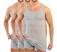 HERMKO 3007 3-Pack Extra-Long (Approx. 10 cm+) Men's Tank top Vest in 100% bio-Cotton, Size:XX-Large, Colour:Grey