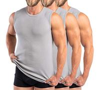 HERMKO 3040 3-Pack Men's Round-Neck, Tank top Vest, 100% Organic Cotton, Size:Large, Colour:Grey
