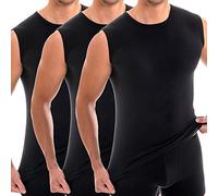 HERMKO 3040 3-Pack Men's Round-Neck, Tank top Vest, 100% Organic Cotton, Size:X-Large, Colour:Black