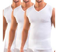 HERMKO 3050-3 Men's Business Tank Tops with V-Neckline, Vest Made of 100% Organic Cotton (Muscle Shirt), Size:X-Large, Colour:White