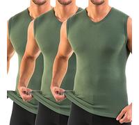HERMKO 3050-3 Men's Business Tank Tops with V-Neckline, Vest Made of 100% Organic Cotton (Muscle Shirt), Size:Medium, Colour:Olive