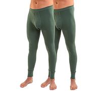 HERMKO 3540 Pack of 2 Long Johns for Men, 100% bio-Cotton, Size:4X-Large, Colour:Olive