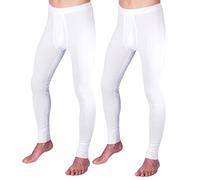 HERMKO 3540 Pack of 2 Long Johns for Men, 100% bio-Cotton, Size:6X-Large, Colour:White