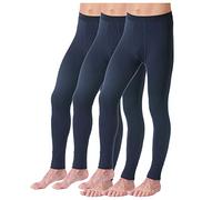 HERMKO 3540 Pack of 3 Long Johns for Men, 100% Organic Cotton, Size:Small, Colour:Navy