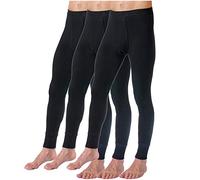 HERMKO 3540 Pack of 3 Long Johns for Men, 100% Organic Cotton, Size:XX-Large, Colour:Black