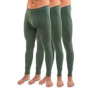 HERMKO 3540 Pack of 3 Long Johns for Men, 100% Organic Cotton, Size:XXX-Large, Colour:Olive
