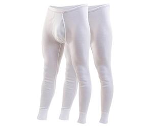 HERMKO 3542 Pack of 2 Long Johns, Organic Cotton, Double Rib, Size:Large, Colour:White