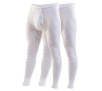 HERMKO 3542 Pack of 2 Long Johns, Organic Cotton, Double Rib, Size:Medium, Colour:White