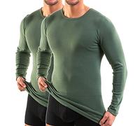 HERMKO 3640-2 Men's Underwear Long Sleeve Vests Made of 100% Organic Cotton, Size:4X-Large, Colour:Olive