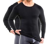 HERMKO 3640-2 Men's Underwear Long Sleeve Vests Made of 100% Organic Cotton, Size:XX-Large, Colour:Black
