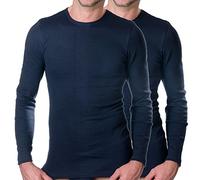 HERMKO 3640-2 Men's Underwear Long Sleeve Vests Made of 100% Organic Cotton, Size:XX-Large, Colour:Navy