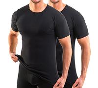 HERMKO 3840 Pack of 2 Short-Sleeved Shirts with Rounded Neckline, 100% Organic Cotton