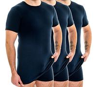HERMKO 3847-3 Men's Short-Sleeve Undershirt Extra Long with Crew Neckline, Made of 100% Organic Cotton, Size:X-Large, Colour:Navy