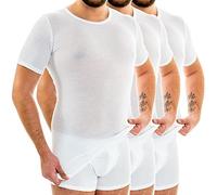 HERMKO 3847-3 Men's Short-Sleeve Undershirt Extra Long with Crew Neckline, Made of 100% Organic Cotton, Size:6X-Large, Colour:White