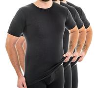 HERMKO 3847-3 Men's Short-Sleeve Undershirt Extra Long with Crew Neckline, Made of 100% Organic Cotton, Size:4X-Large, Colour:Black