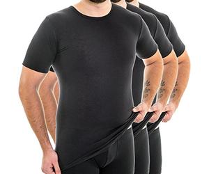 HERMKO 3847-3 Men's Short-Sleeve Undershirt Extra Long with Crew Neckline, Made of 100% Organic Cotton, Size:Medium, Colour:Black
