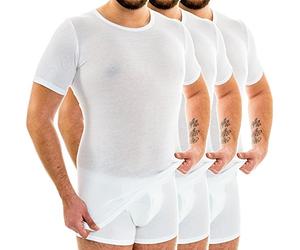 HERMKO 3847-3 Men's Short-Sleeve Undershirt Extra Long with Crew Neckline, Made of 100% Organic Cotton, Size:4X-Large, Colour:White
