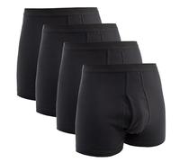 HERMKO 3940 4-Pack Men's high-Waist Trunks with Fly and Short Leg, 100% Organic Cotton, Size:6X-Large, Colour:Black