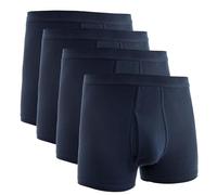 HERMKO 3940 4-Pack Men's high-Waist Trunks with Fly and Short Leg, 100% Organic Cotton, Size:Medium, Colour:Navy