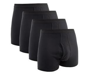 HERMKO 3940 4-Pack Men's high-Waist Trunks with Fly and Short Leg, 100% Organic Cotton, Size:Medium, Colour:Black