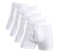 HERMKO 3940 4-Pack Men's high-Waist Trunks with Fly and Short Leg, 100% Organic Cotton, Size:Small, Colour:White