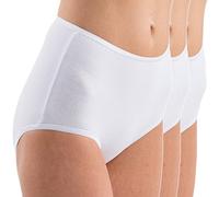 HERMKO 5011 3 Pack of Women's high-Waist Briefs in Cotton/Elastane (Maxi-Slip), Colour:White, Size:18/20 (L)