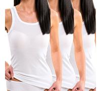 HERMKO Women's Long Shirt 1325 Pack of 3 | Organic Cotton | Basic Long Top | Oeko-Tex Certified | Square Neck | White, Black, Purple/Grey | XL or Larger | Sleeveless Tank Top