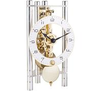 Hermle Skeleton Table Clock with Anodised Aluminium Columns - Triangle 23024-X40721, Arabic Dial Print, Silver, Brass Movement, 19.5 cm x 11 cm x 9 cm