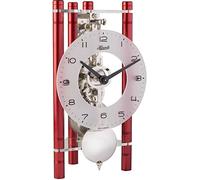 Hermle Skeleton Table Clock with Anodised Aluminium Columns - Triangle 23025-360721, Arabic Dial Glass, Red, Mechanism, Nickel-Plated, 19.5 cm x 11 cm x 9 cm