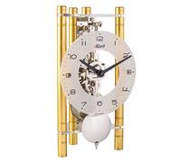 Hermle Skeleton Table Clock with Anodised Aluminium Columns - Triangle 23025-500721, Arabic Dial Glass, Gold, Mechanism, Nickel-Plated, 19.5 cm x 11 cm x 9 cm