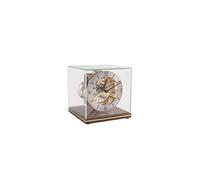Hermle Table Clock, Wood Glass Brass, Brown, Kleine