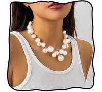 Hermoli Statement Cluster Pearl Choker Chunky Random Pearls Elegant necklace for Women