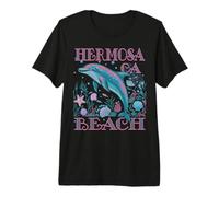 Hermosa Beach CA Dolphin Colorful Beach Souvenir Premium T-Shirt