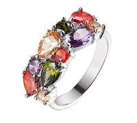 Hermosa Women's Band Rings, Women Sterling Silver Multi Gemstone Statement Open Rings with Amethyst Garnet Ruby Blue Sapphire, 925 Sterling Silver, Garnet, White Topaz, Amethyst, Citrine, Peridot,
