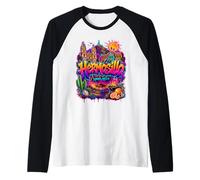 Hermosillo City Mexico Street Art Skyline Souvenir Raglan Baseball Tee