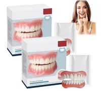 Hermsa Multi-functional Shaping Silicone Denture Set, Hermsa Full Denture, Hermsa Medical Suction Fit Dentures, Soft Dentures Reline Kit, Easy Use (2PCS)