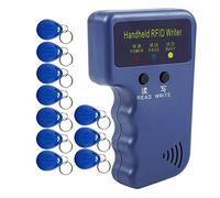 HERNAS New Version Handheld 125KHz RFID Reader Writer Duplicator Copier, EM4100 ID Tags Reader, with 10pcs Writable Key Fobs EM4305 T5577 Cards, Access Control Reader, NOT For HID or 13.56MHz IC