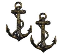 HERNGEE Nautical Anchor Hooks Antique Bronze Cast Iron Decorative Wall Hook, Treasures of The Caribbean Islands 2 Pack