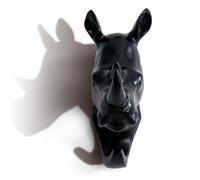 HERNGEE Rhino Head Single Wall Hook/Hanger Animal Shaped Coat Hat Hook Heavy Duty, Rustic Decorative Gift, Black