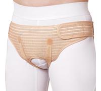 Hernia Support Belt for Men & Women - Adjustable Groin Truss with 4 Removable Compression Pads - Relief for Inguinal, Sports, Double Hernia - Comfortable Medical Post-Surgery Recovery(Beige,Small)