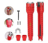 Hernin Multifunctional Faucet Wrench - 8 in 1 Plumbing Spanner Tool for Sink, Bathroom & Kitchen - Anti-Slip Faucet Installer