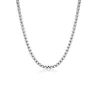 Hernin Round Box Chain Necklace for Women Men 2/3/4/5/6MM Mens Necklace Silver Chain Stainless Steel Rolo Chain Necklace Cuban Chain Mens Length 46/51/56/61/66/71CM (Silver-6mm, 71)