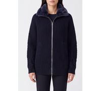 HERNO Merino Wool Cardigan with Faux Fur Collar - Size: 44 - female