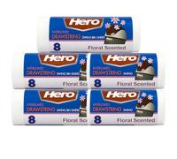 Hero 60L Swing Bin Bags - Scented Drawstring Liners (Bundle of 5 x 8 = 40 Bags) | Strong White 60 Litre Rubbish Sacks for Kitchen, Bathroom & Home | Odour Control, Tear-Resistant & Easy to Tie