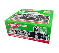 Hero 90 x Scented Heavy Duty Bin Bags Black Refuse Liners 100L Large Easy Dispense - Eco Friendly Recycled Bags - Household, Garden & Commercial Use