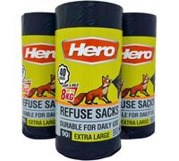 Hero 90L Strong Black Bin Bags Extra Large Tear Resistant Refuse Sacks Bin Liners 120 Pack