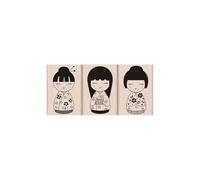 Hero Arts Mounted Rubber Stamp, 3 by 1.5-Inch, 3 Japanese Dolls