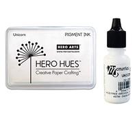 Hero Arts Unicorn White Ink Pad (AF249) and Reinker (NK026), Bundle of 2 Items